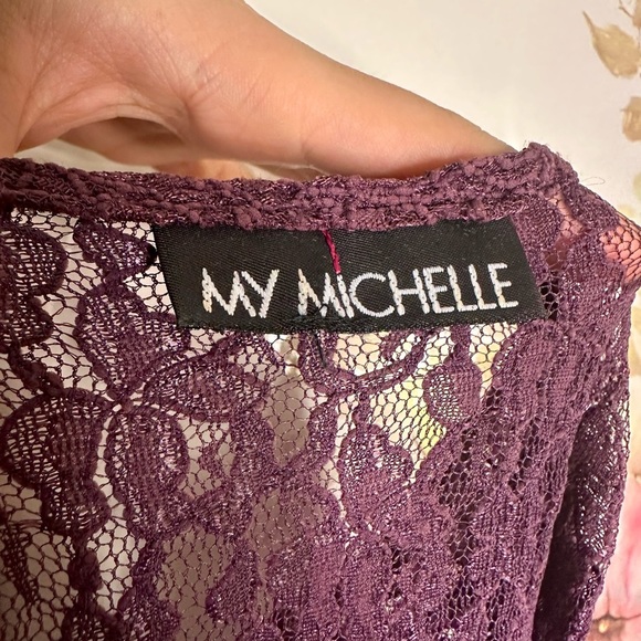 Vintage 1990’s My Michelle Purple Lace Sheer Maxi Dress - Picture 10 of 10